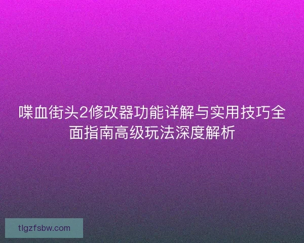 喋血街头2修改器功能详解与实用技巧全面指南高级玩法深度解析