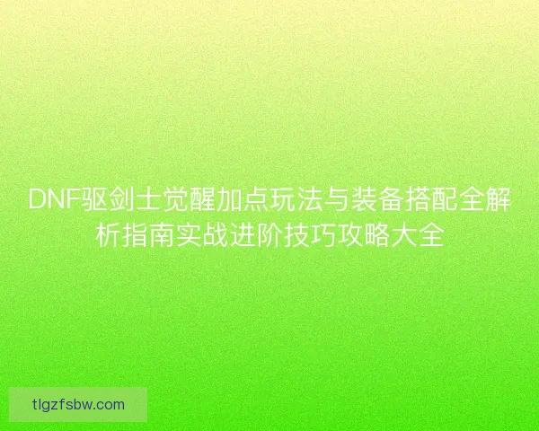 DNF驱剑士觉醒加点玩法与装备搭配全解析指南实战进阶技巧攻略大全