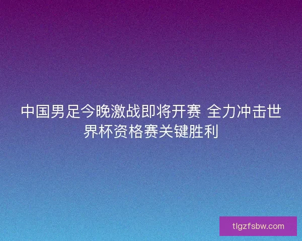 中国男足今晚激战即将开赛 全力冲击世界杯资格赛关键胜利